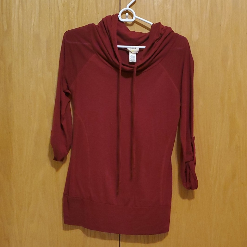 Ox Blood Red Cowl-Neck Sweatshirt